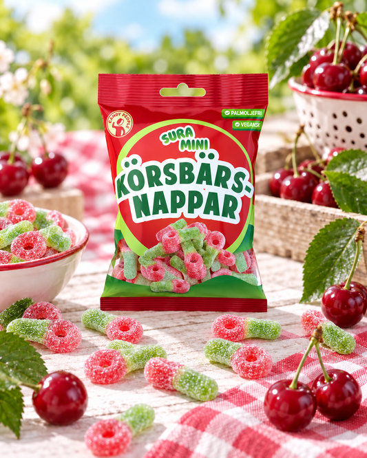 Candy People Sura Mini Körsbärsnappar – lifestylebild