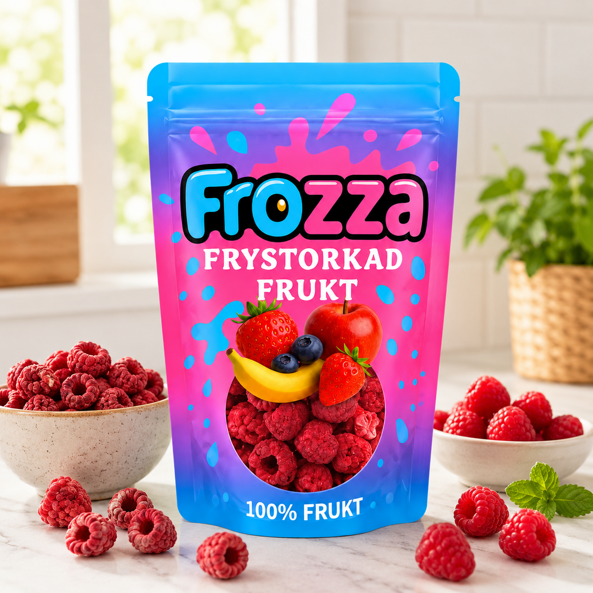 Frozza frystorkade hela hallon – lifestylebild