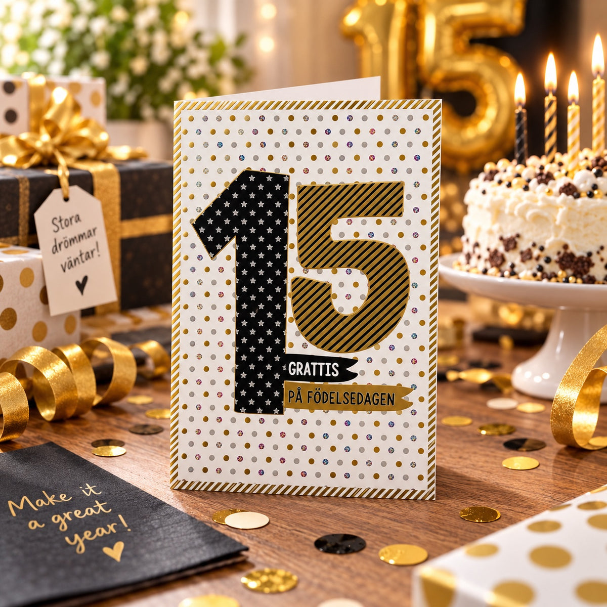 Gratulationskort 15 år – lifestylebild