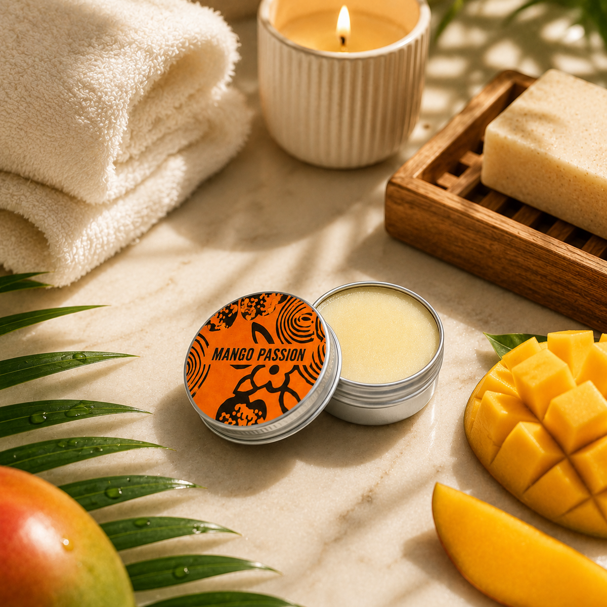 Mango Passion Fruit läppbalsam – lifestylebild