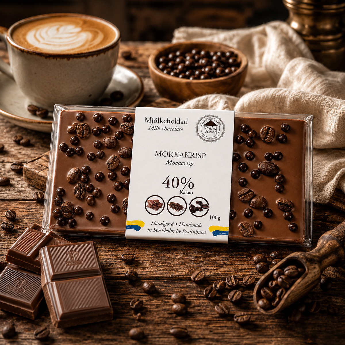 Chokladkaka 40 % Mokkakrisp 100 g