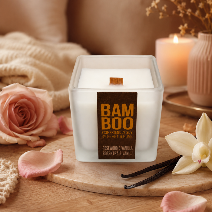 Bamboo Rosewood & Vanilla doftljus i varm lifestylemiljö