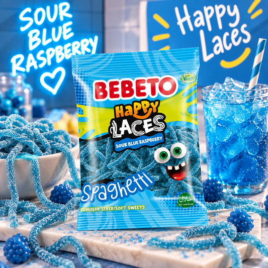 Bebeto Happy Laces Sour Blue Raspberry lifestylebild