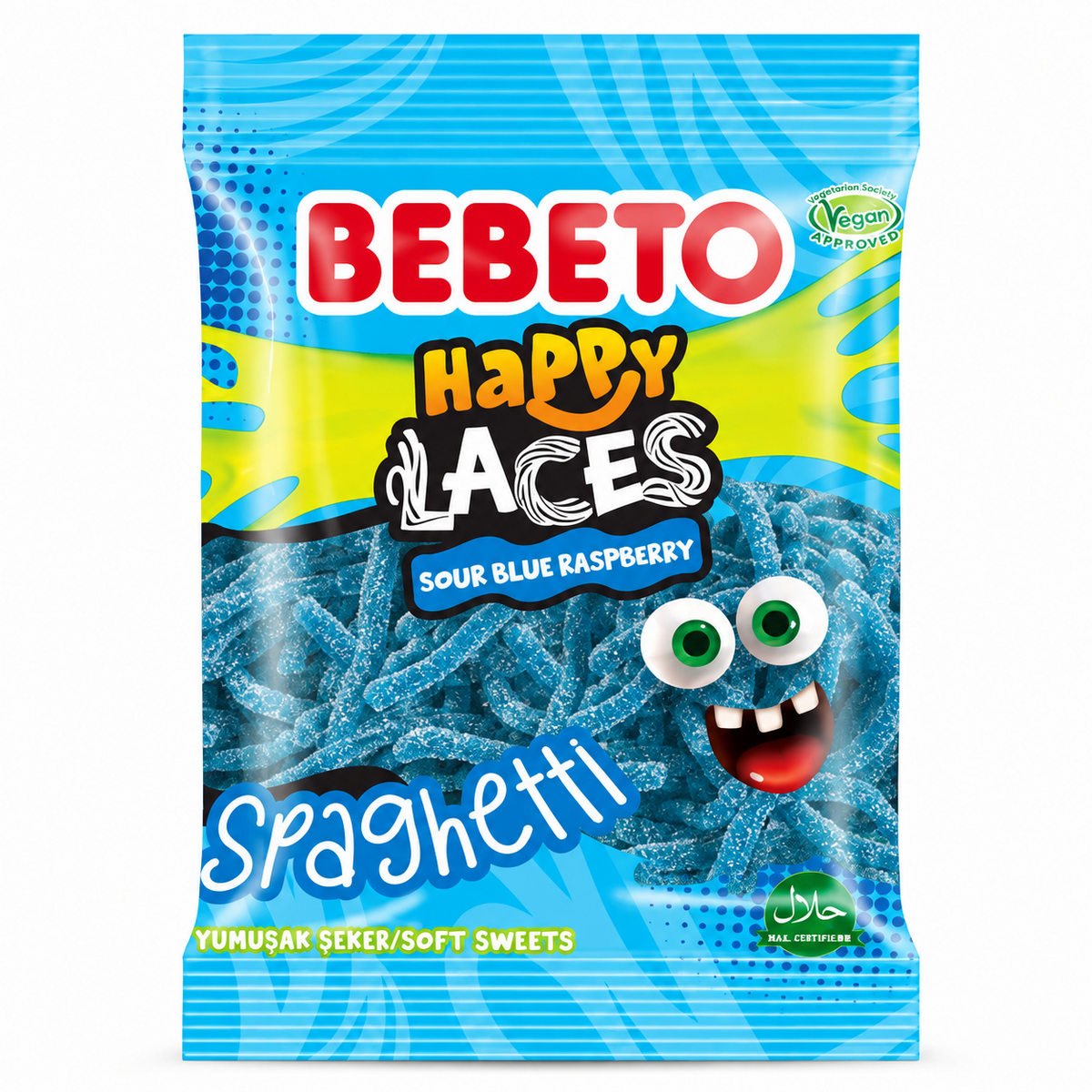 Bebeto Happy Laces Sour Blue Raspberry 70 g produktbild