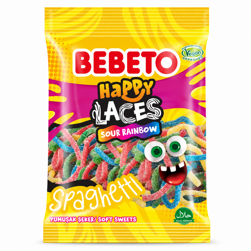 Bebeto Happy Laces Sour Rainbow 70 g produktbild