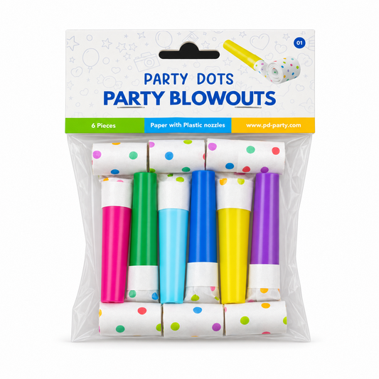 Blåsormar Party Dots 6-pack i förpackning