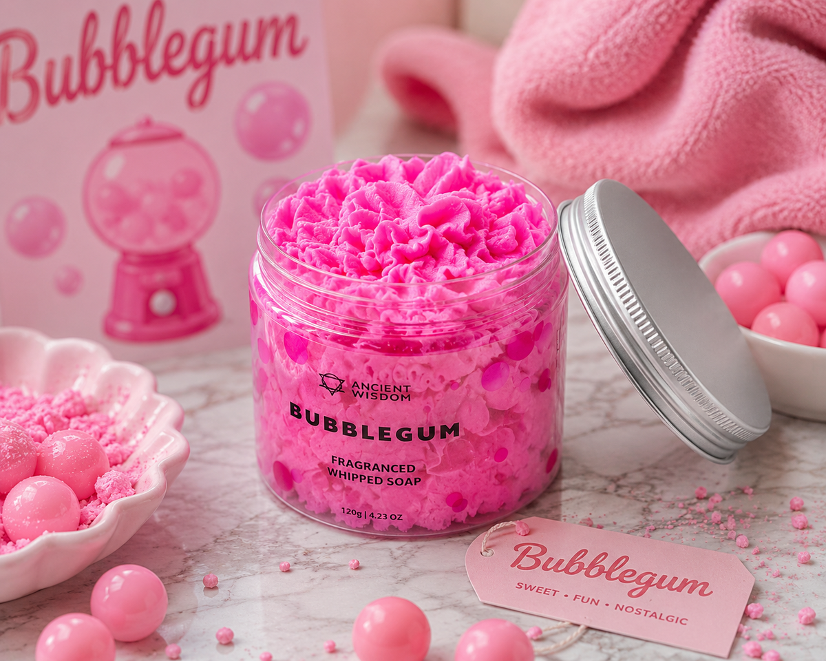Bubblegum Whipped Soap i badrumsmiljö