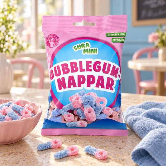 Sura Mini Bubblegumnappar 70 g