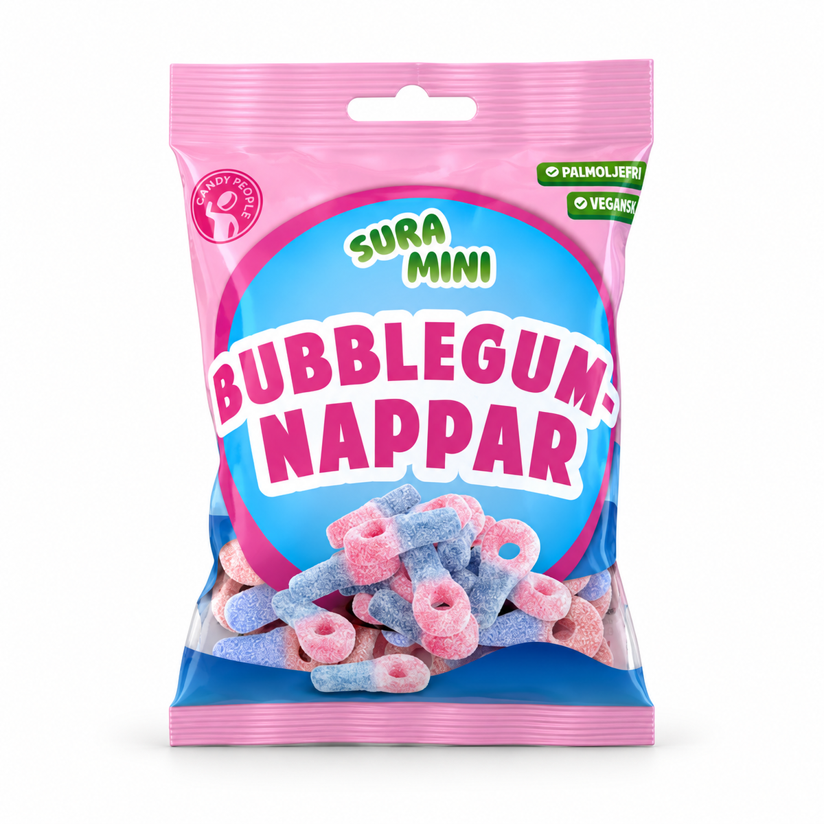 Sura Mini Bubblegumnappar 70 g