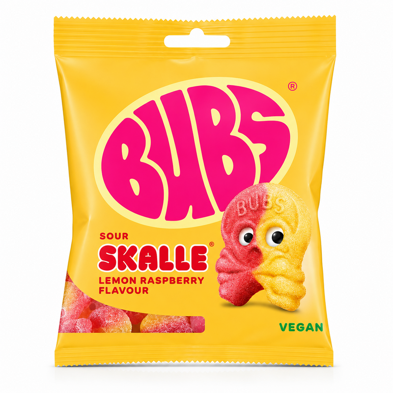 BUBS Lemon Raspberry Skalle 155 g produktbild