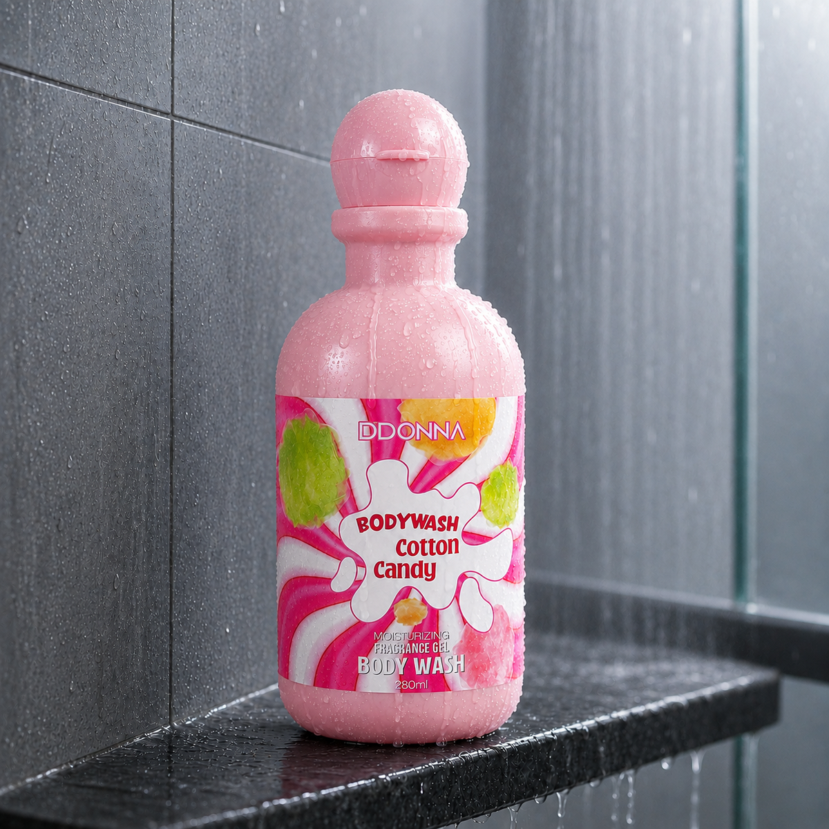 D'Donna Cotton Candy body wash i duschmiljö