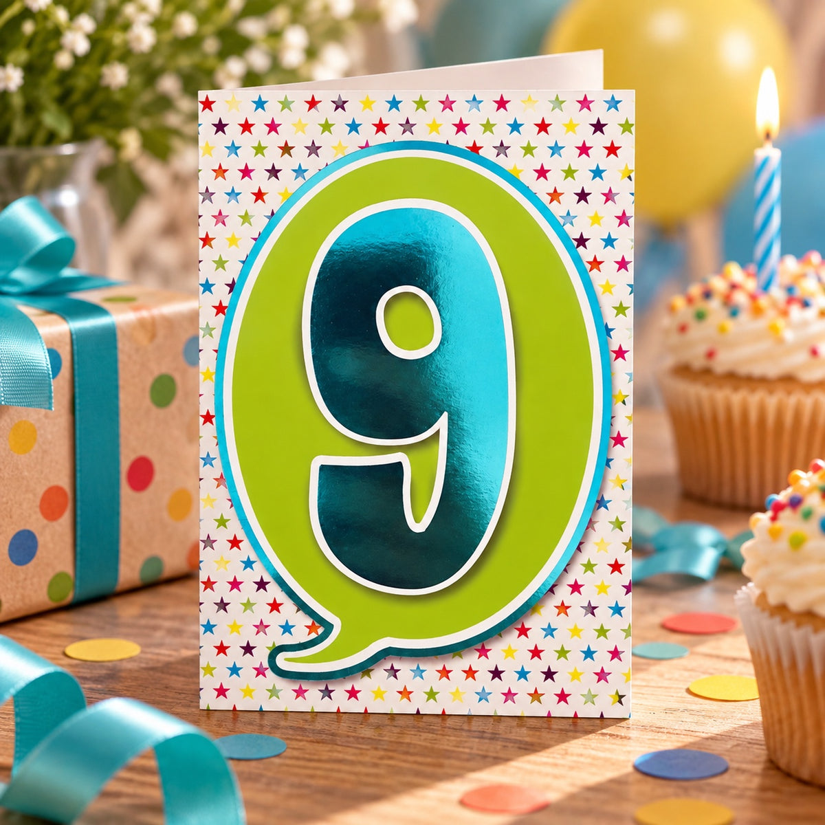Födelsedagskort 9 år – lifestylebild