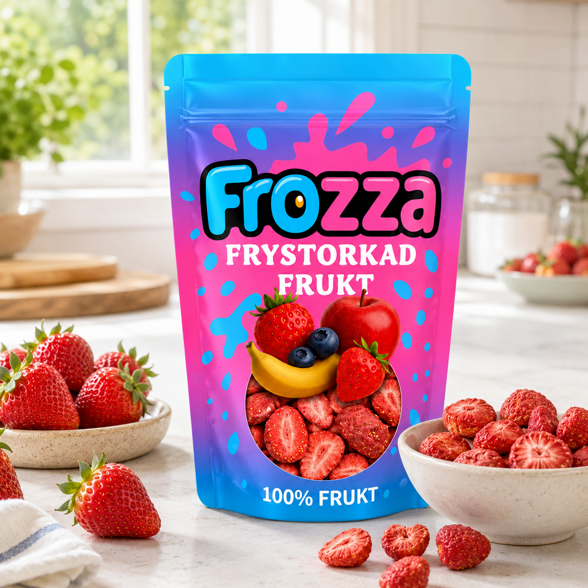 Frozza frystorkade hela jordgubbar – lifestylebild