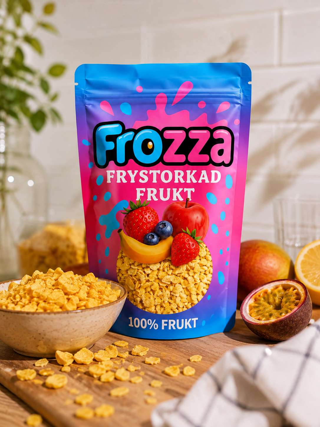 Frozza frystorkad passionsfruktskrisp – lifestylebild