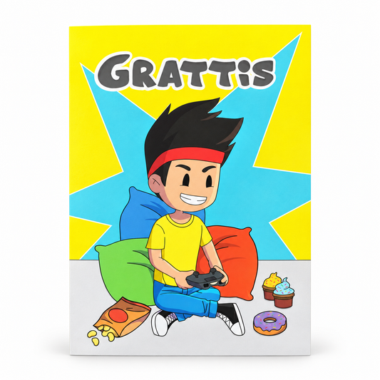 Grattis gratulationskort med gamingmotiv – produktbild