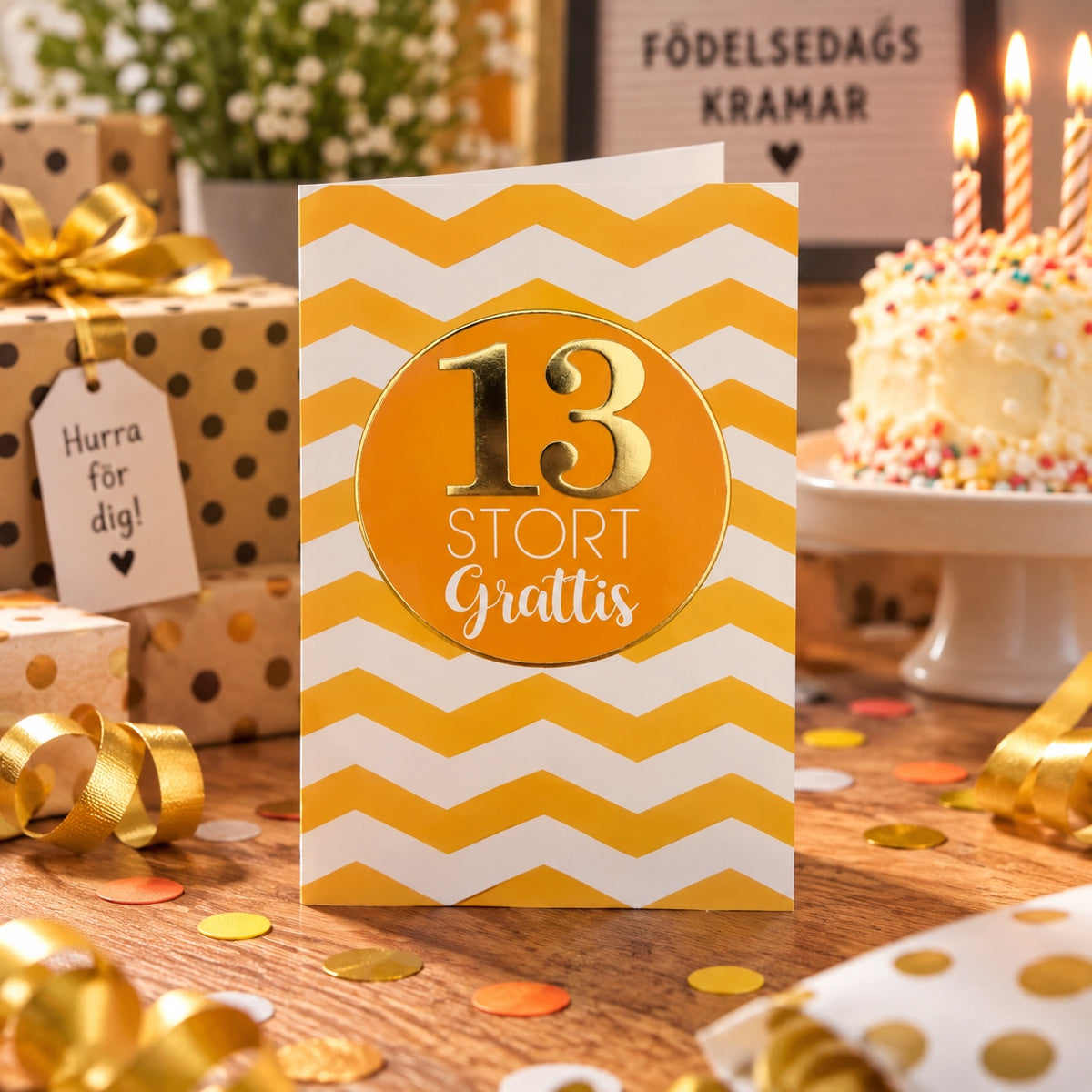 Gratulationskort 13 år Stort Grattis – lifestylebild