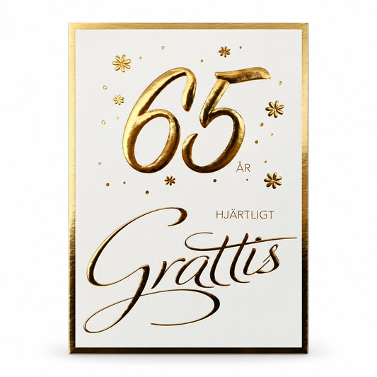 Gratulationskort 65 år – Hjärtligt grattis