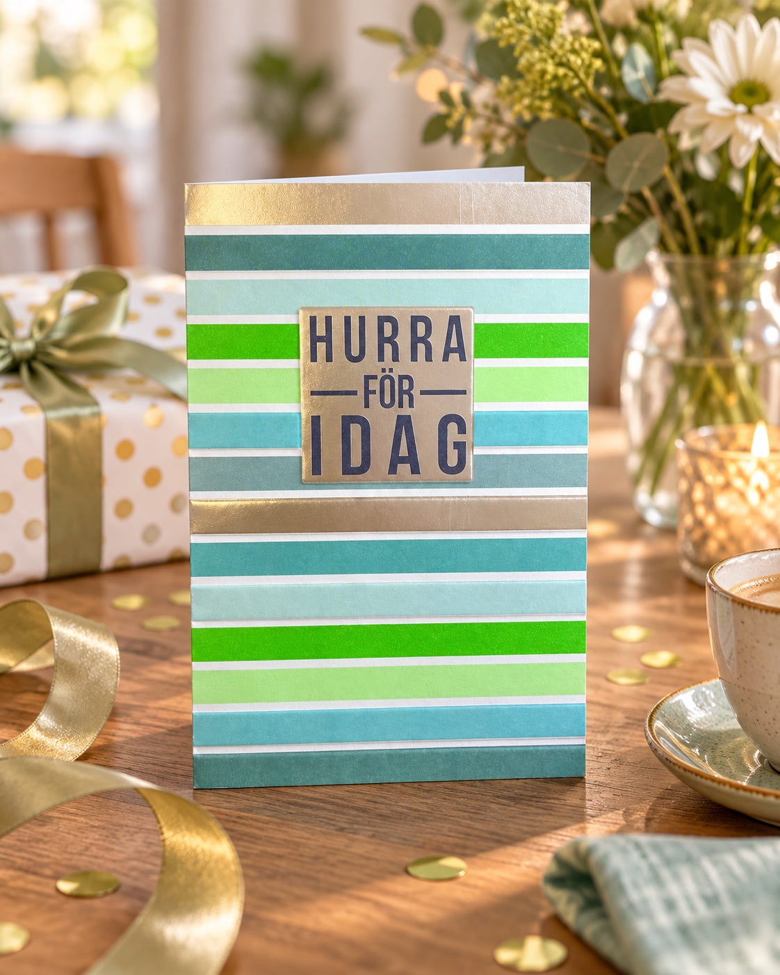 Lifestylebild av gratulationskortet Hurra för idag