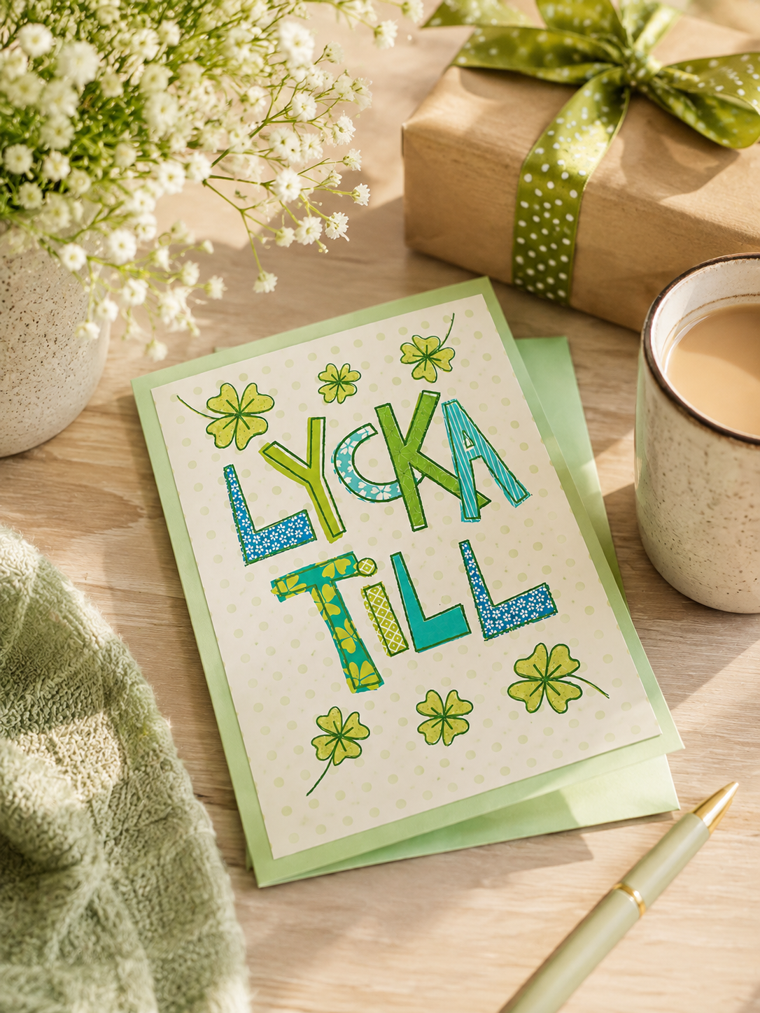Gratulationskort med texten Lycka till i lifestylemiljö