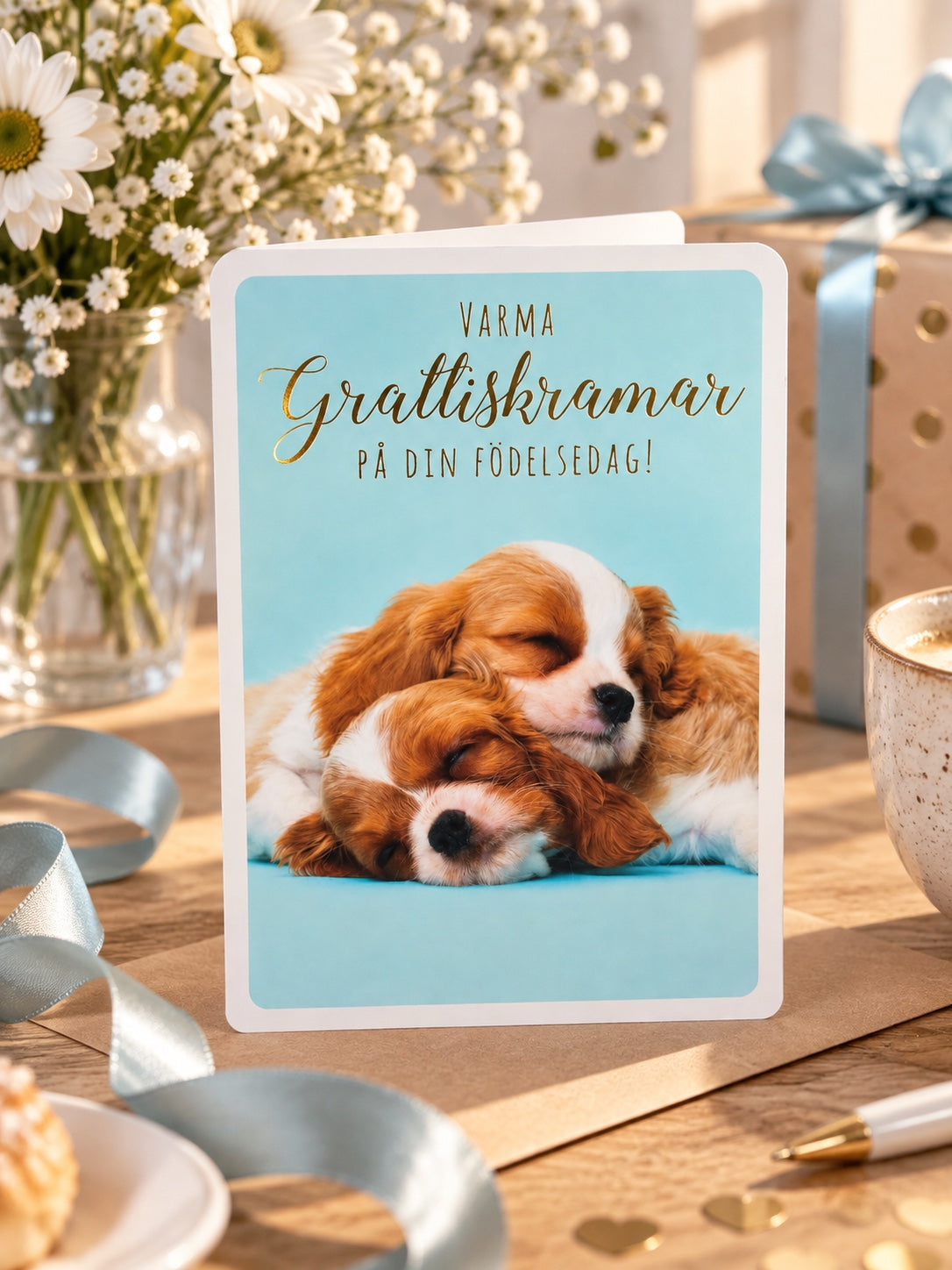 Lifestylebild av gratulationskortet Varma grattiskramar på din födelsedag