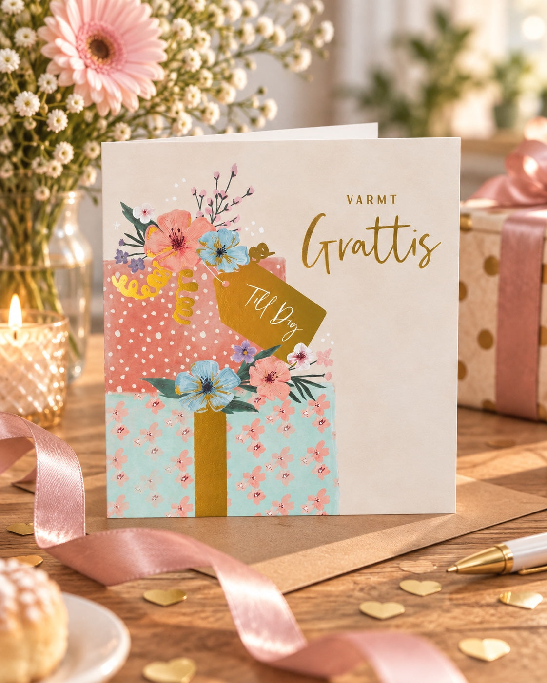 Gratulationskort Varmt grattis – lifestylebild