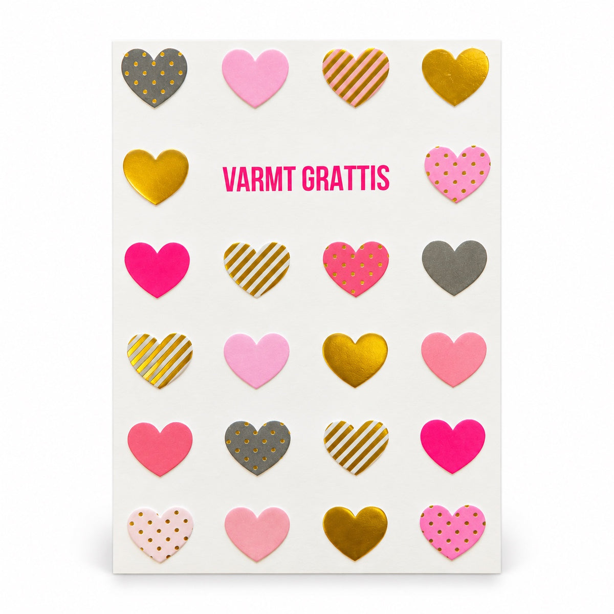 Gratulationskort Varmt grattis med hjärtan – produktbild