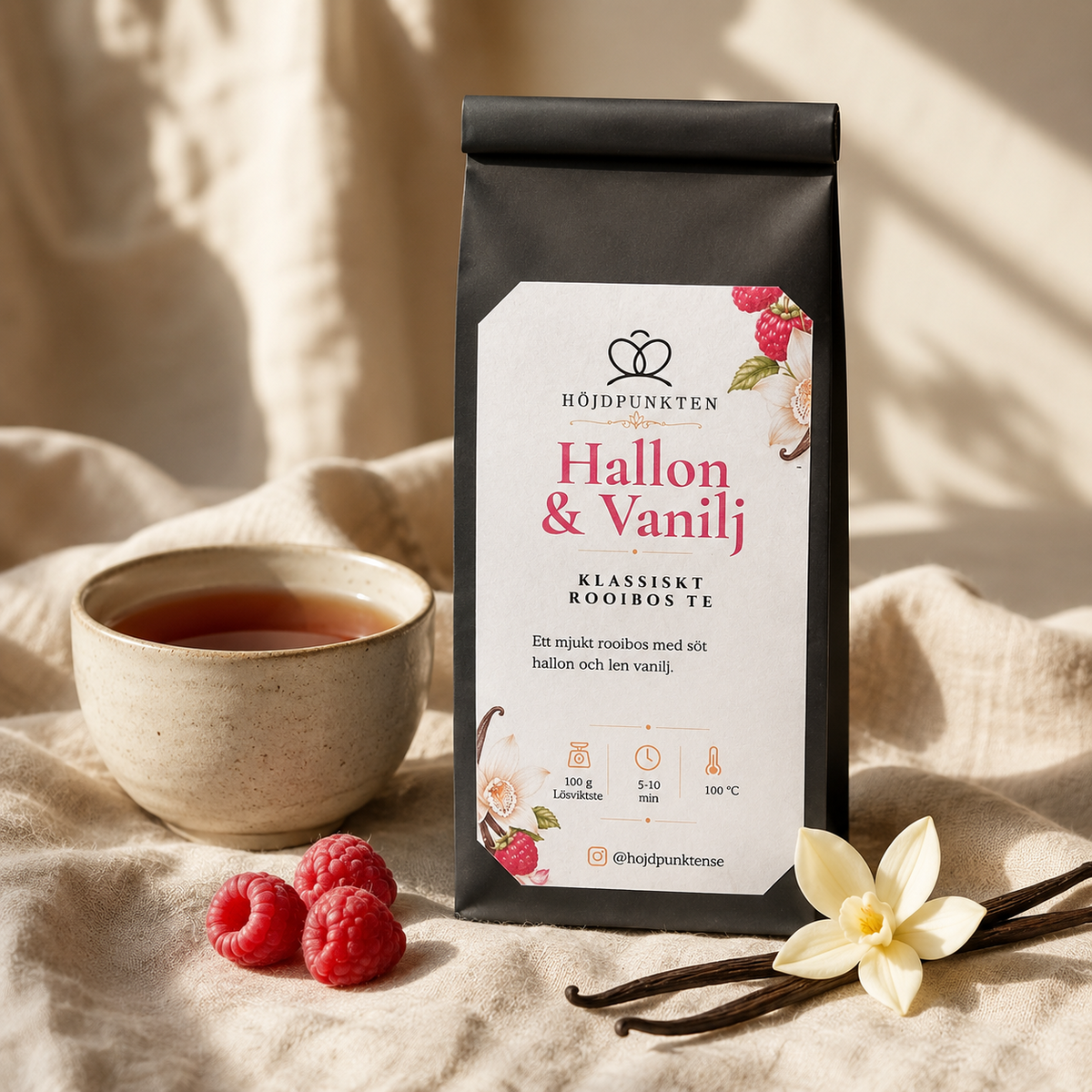 Hallon & Vanilj rooibos löste 100 g – lifestylebild
