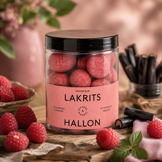 Hallon-lakrits mandel 150 g