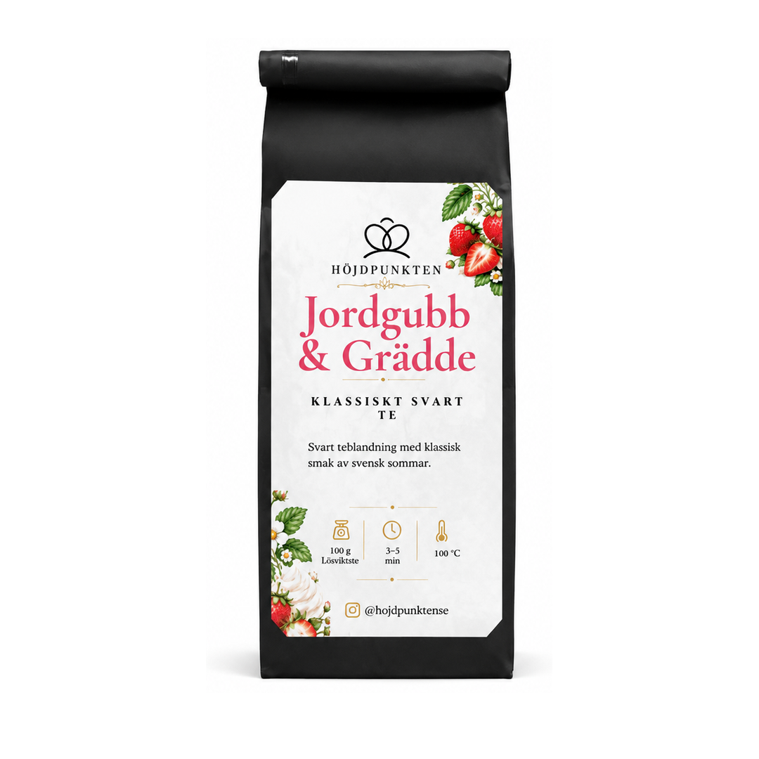 Jordgubb & Grädde – svart löste 100 g – produktbild
