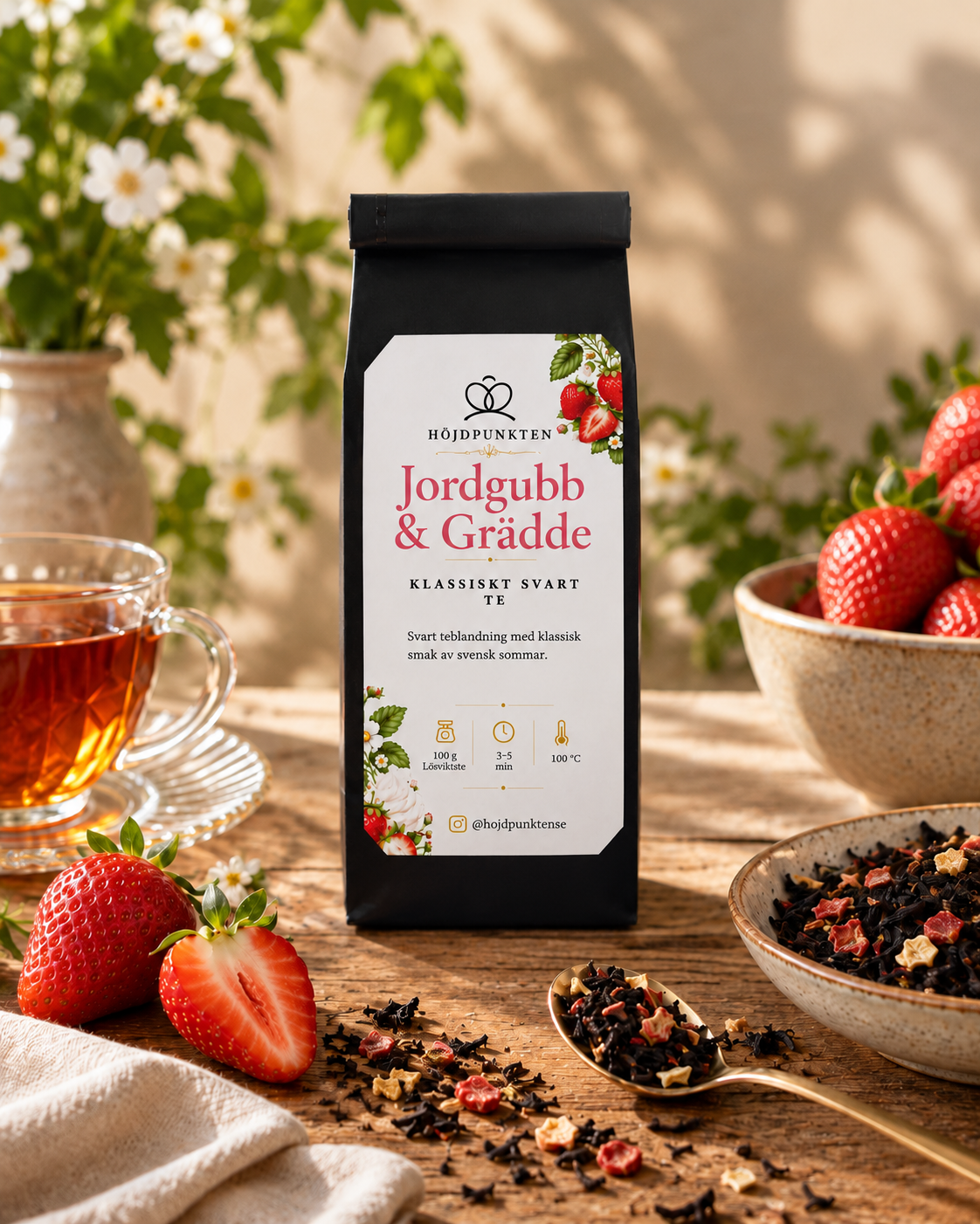 Jordgubb & Grädde – svart löste 100 g