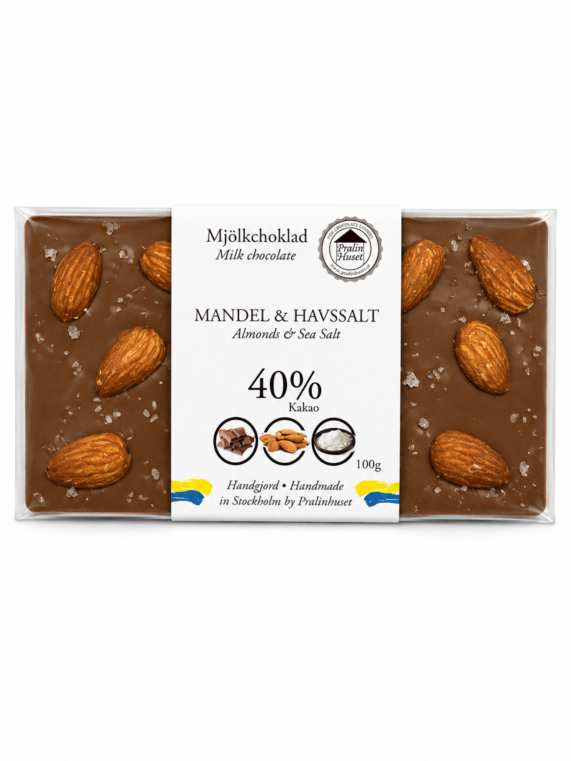 Choklad Pralinhuset 40% Mandel & Havssalt 100 g