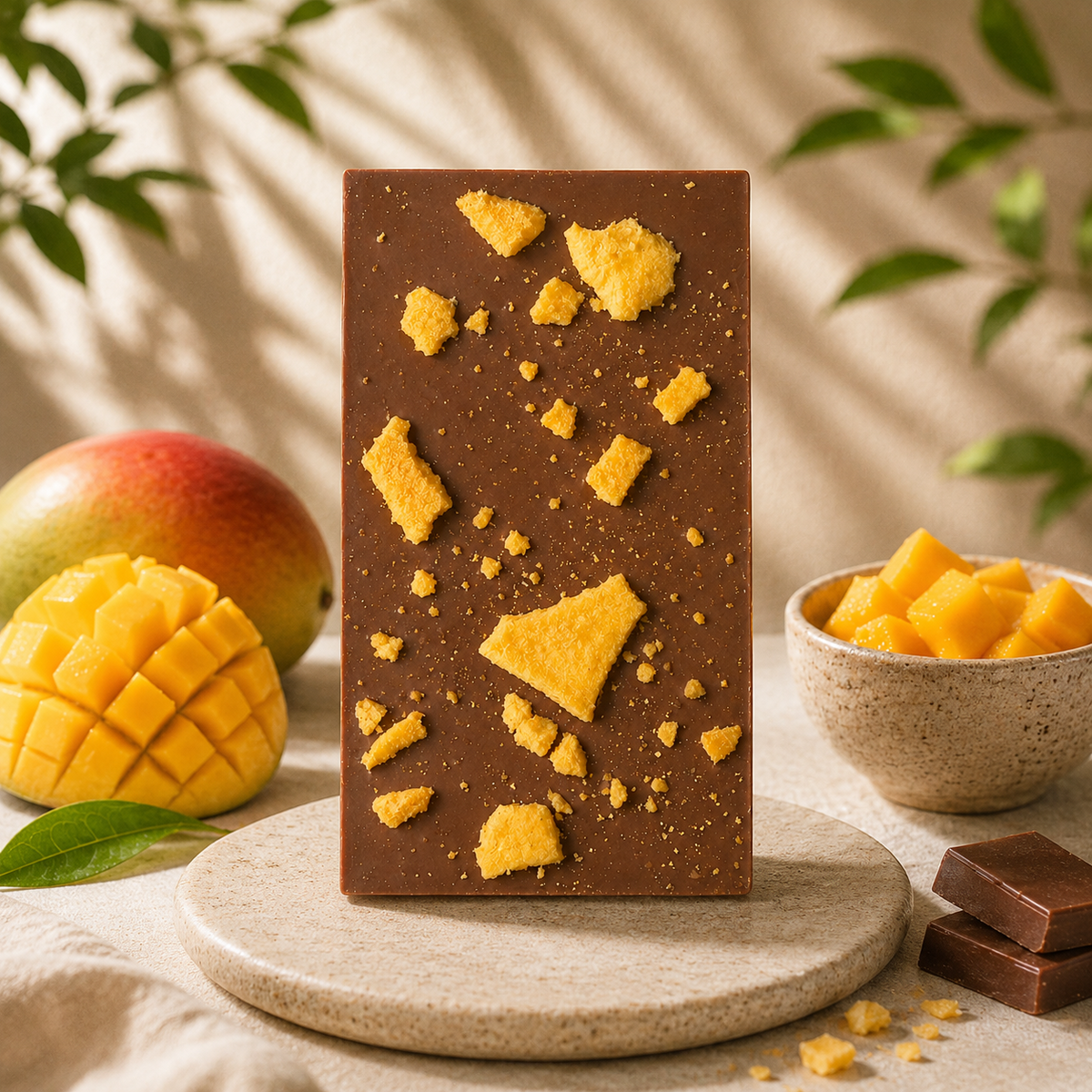 Mjölkchoklad med frystorkad mango 70 g – lifestylebild