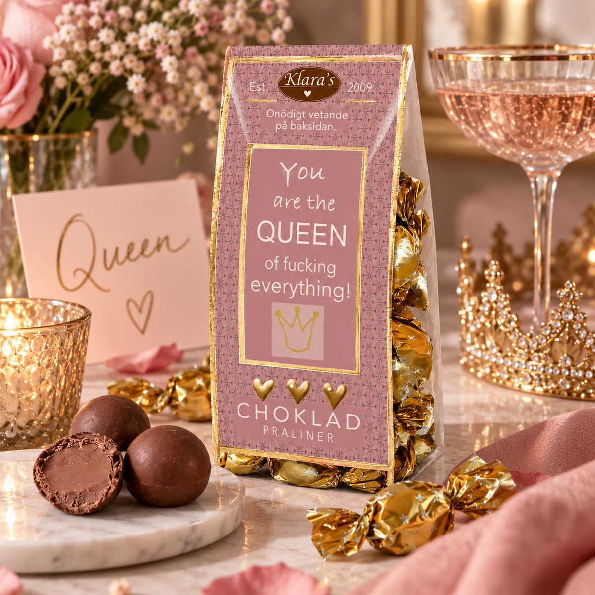 Klaras Chokladpraliner Onödigt vetande Queen of 90 g