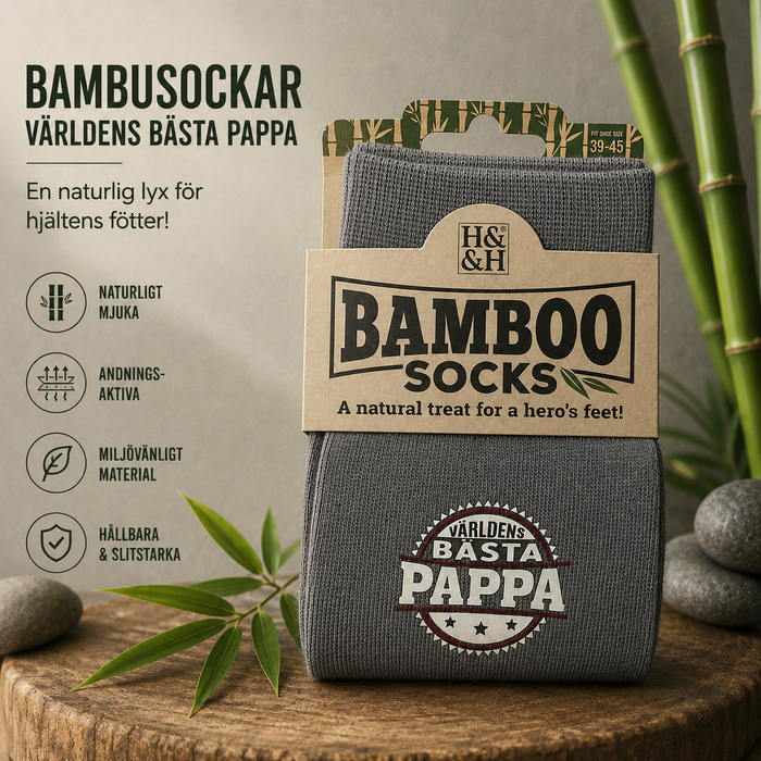 Bamboo Strumpor Granitgrå – Världens Bästa Pappa