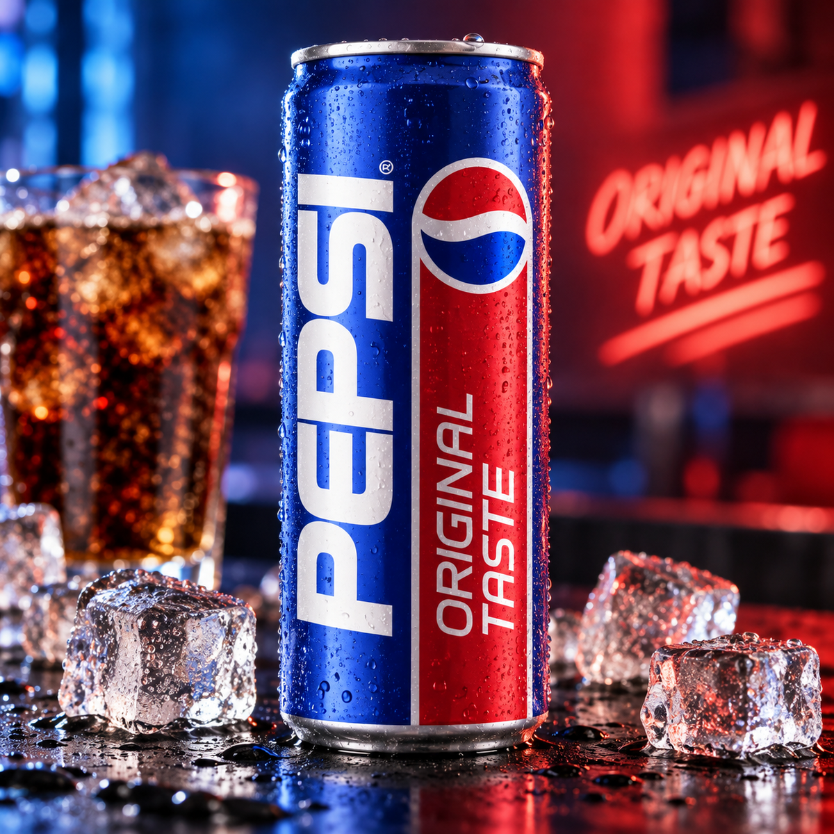 Pepsi Original Taste 33 cl serverad kall med is