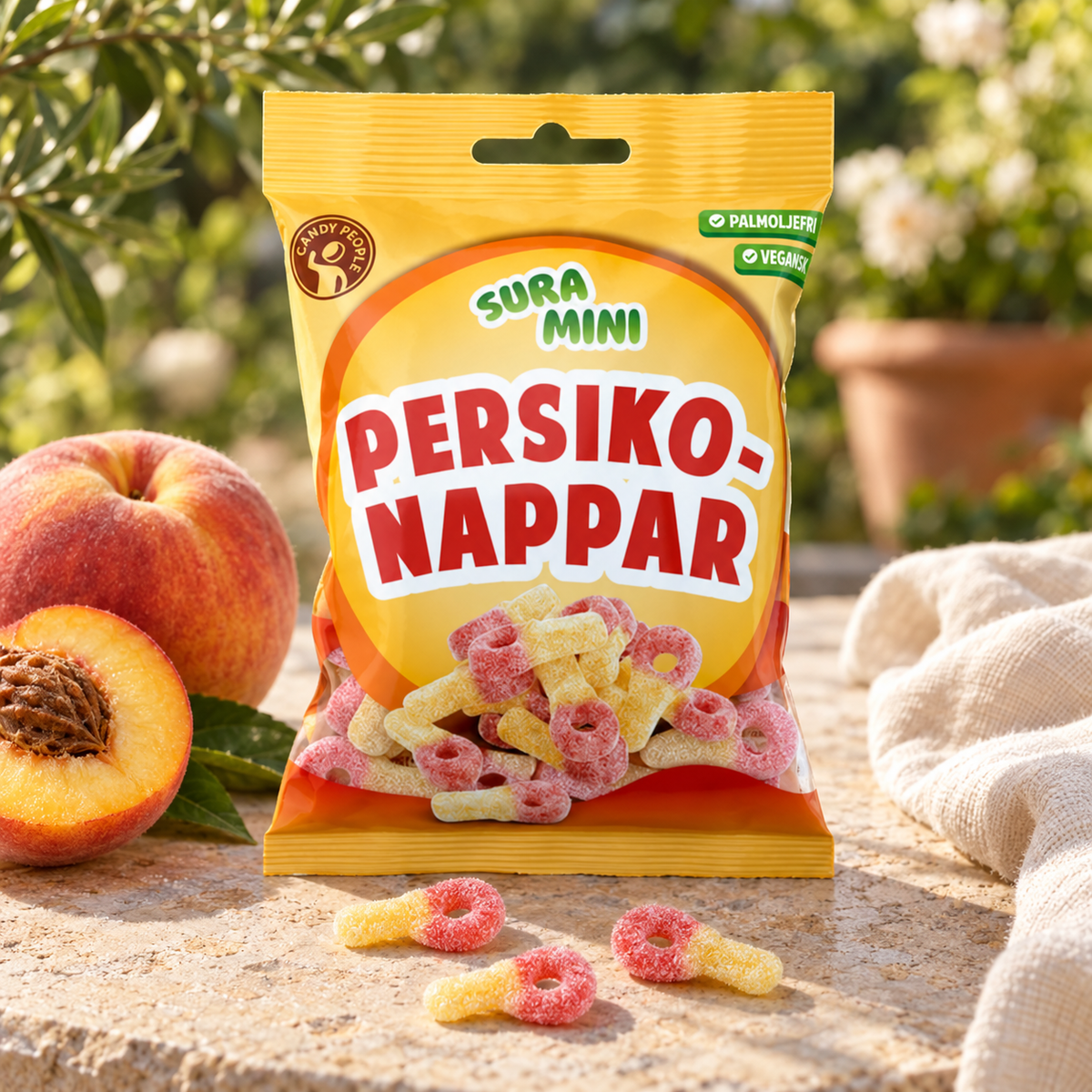 Sura Mini Persikonappar 70 g