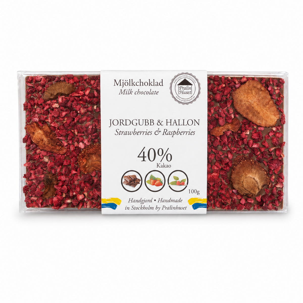 Pralinhuset mjölkchoklad Jordgubb & Hallon 100 g