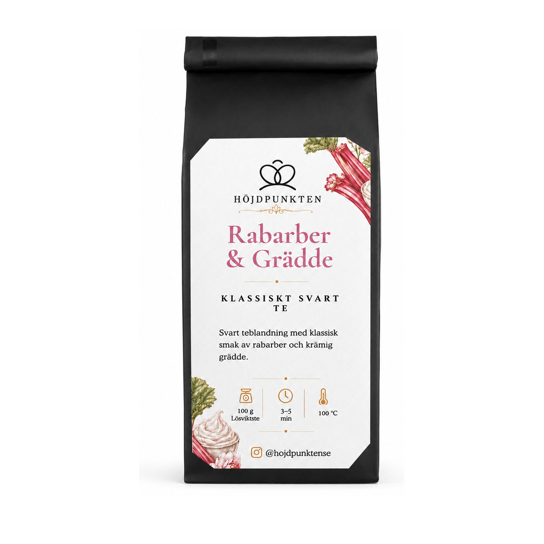 Rabarber & Grädde – svart löste 100 g – produktbild