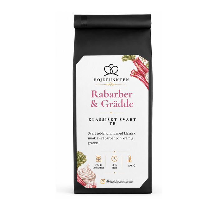 Rabarber & Grädde – svart löste 100 g – produktbild