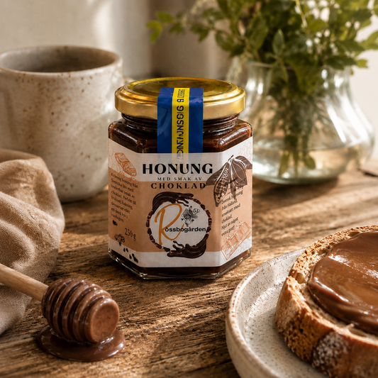 Lifestylebild på Rössbogården honung med smak av choklad