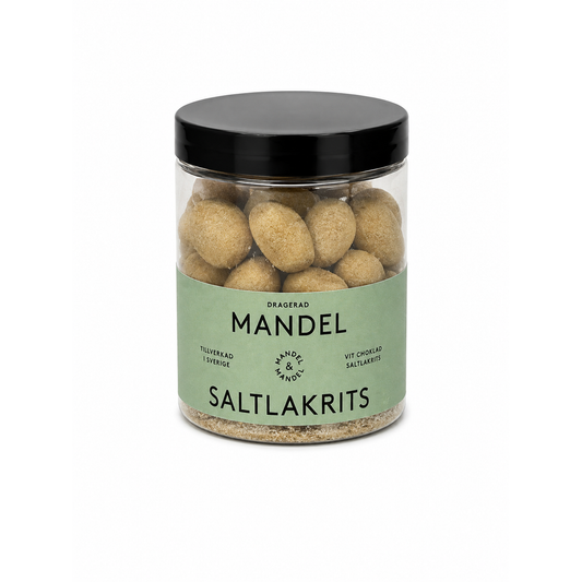 Saltlakrits Mandlar 135 g Vit choklad produktbild