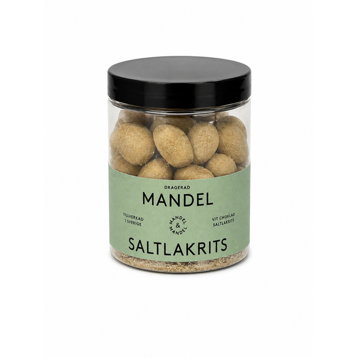Saltlakrits Mandlar 135 g Vit choklad produktbild