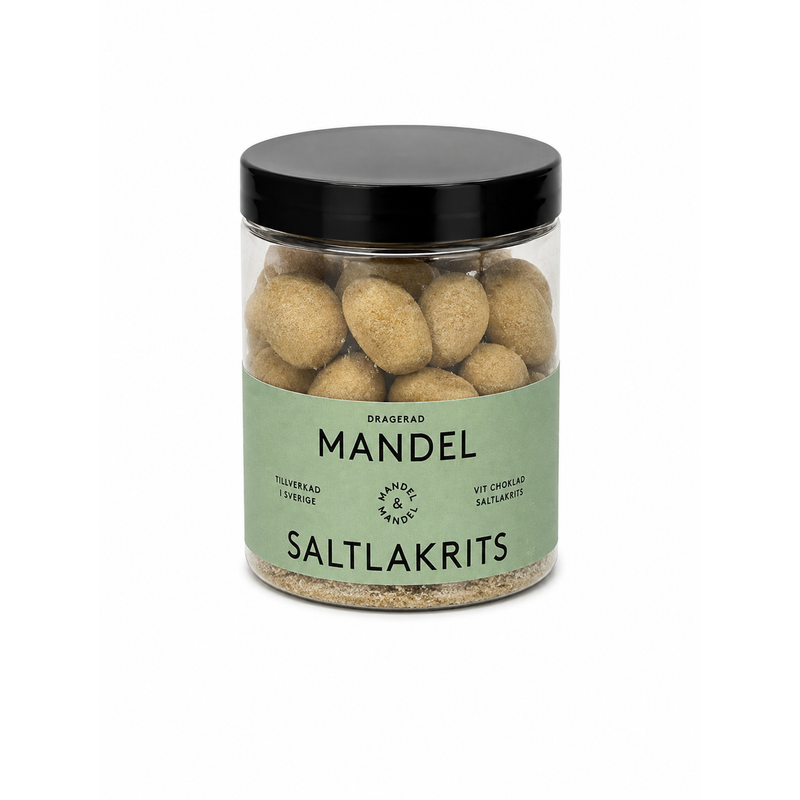 Saltlakrits Mandlar 135 g Vit choklad produktbild