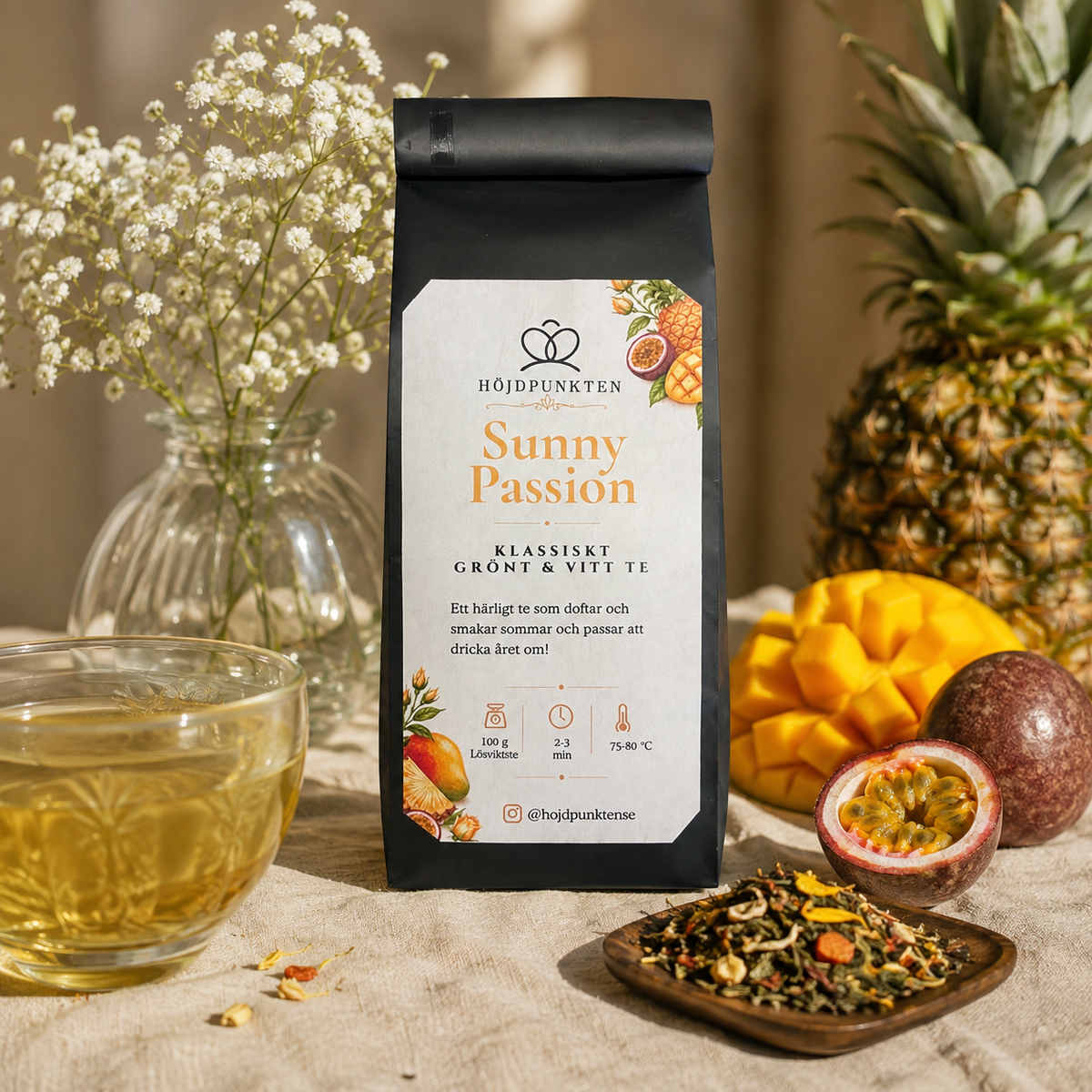 Sunny Passion – grönt och vitt löste 100 g – lifestylebild