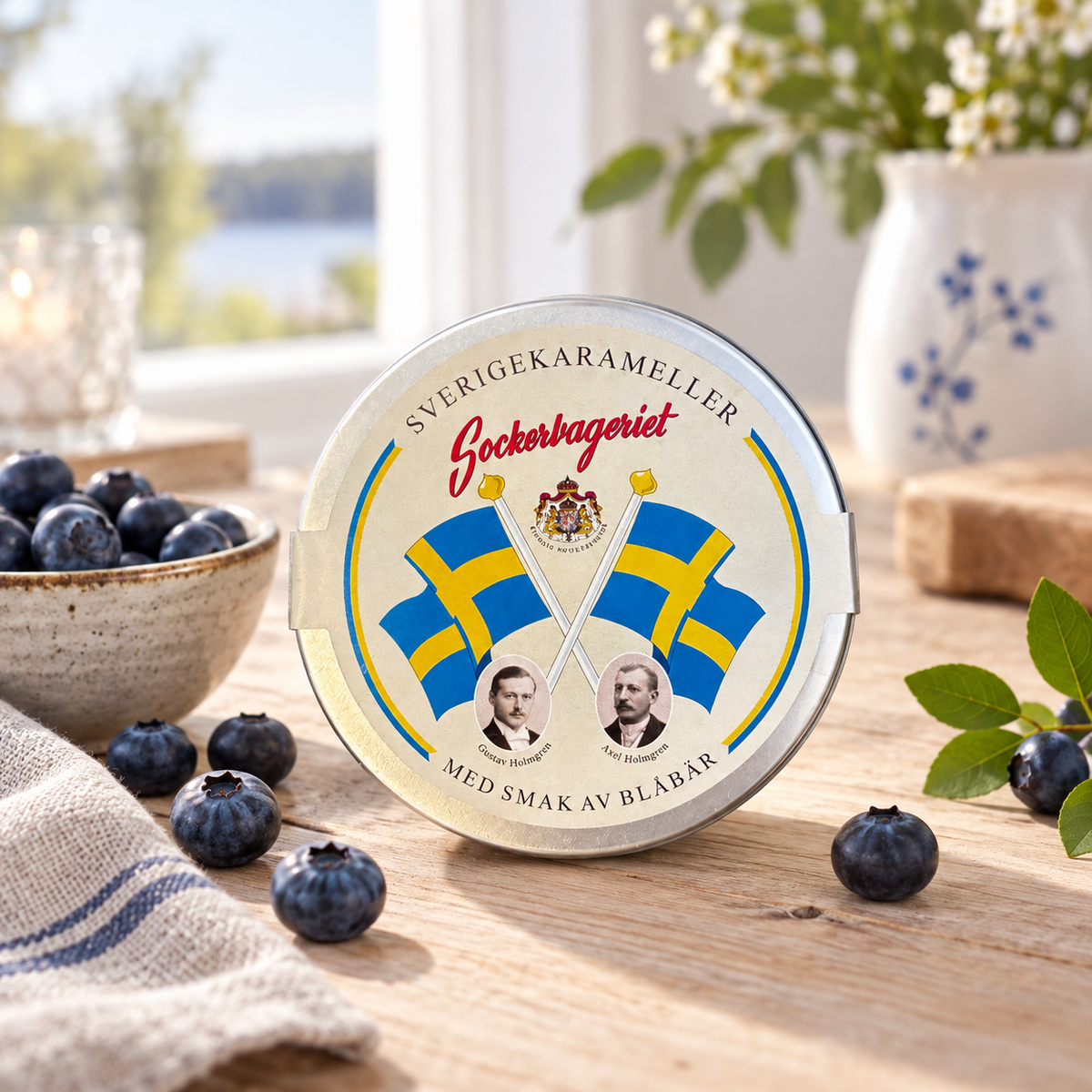 Sockerbageriet Sverigekarameller blåbär i svensk miljö