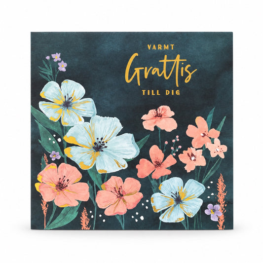 Gratulationskort Varmt grattis till dig med blommor