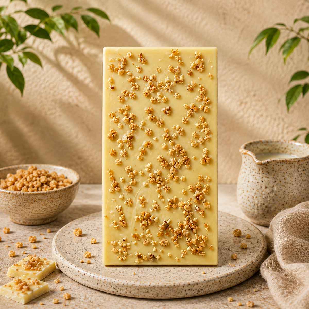 Vit choklad med krokant 70 g – lifestylebild