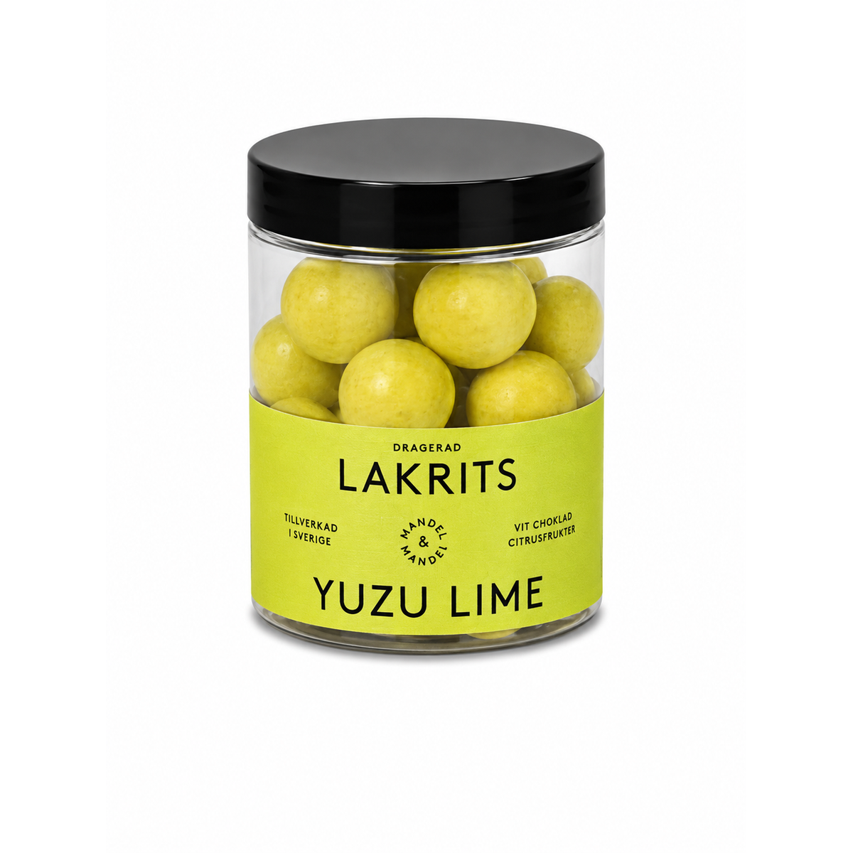 Yuzu Lime Lakrits Mandlar i vit choklad 135 g produktbild